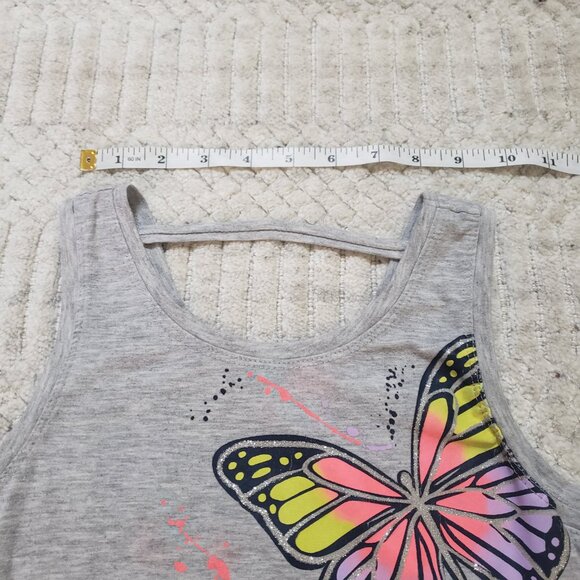 Wonder Nation Girls Gray With Butterflies Tank Top Size Large 10-12 - Picture 9 of 11